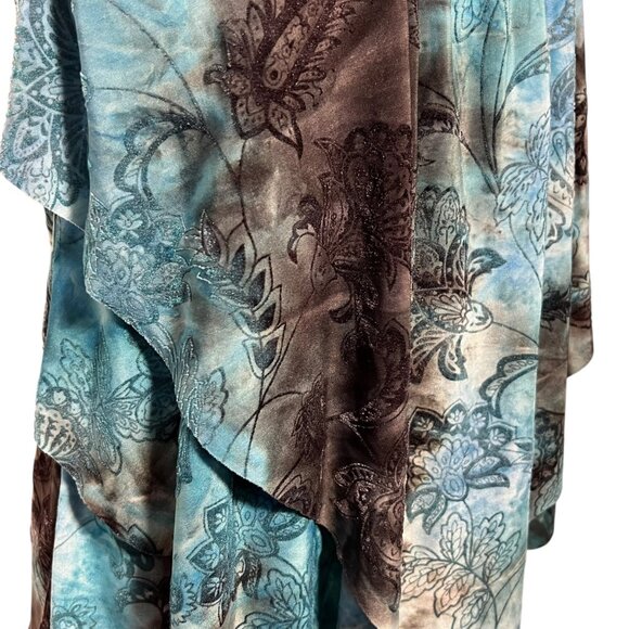 Y2K Blue Black Velvet Burnout Top Indie Going Out Top Forest Fairy Grunge Small - Picture 2 of 10